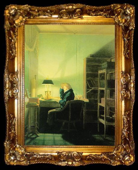 framed  Georg Friedrich Kersting Lesender Mann beim Lampenlicht, ta009-2